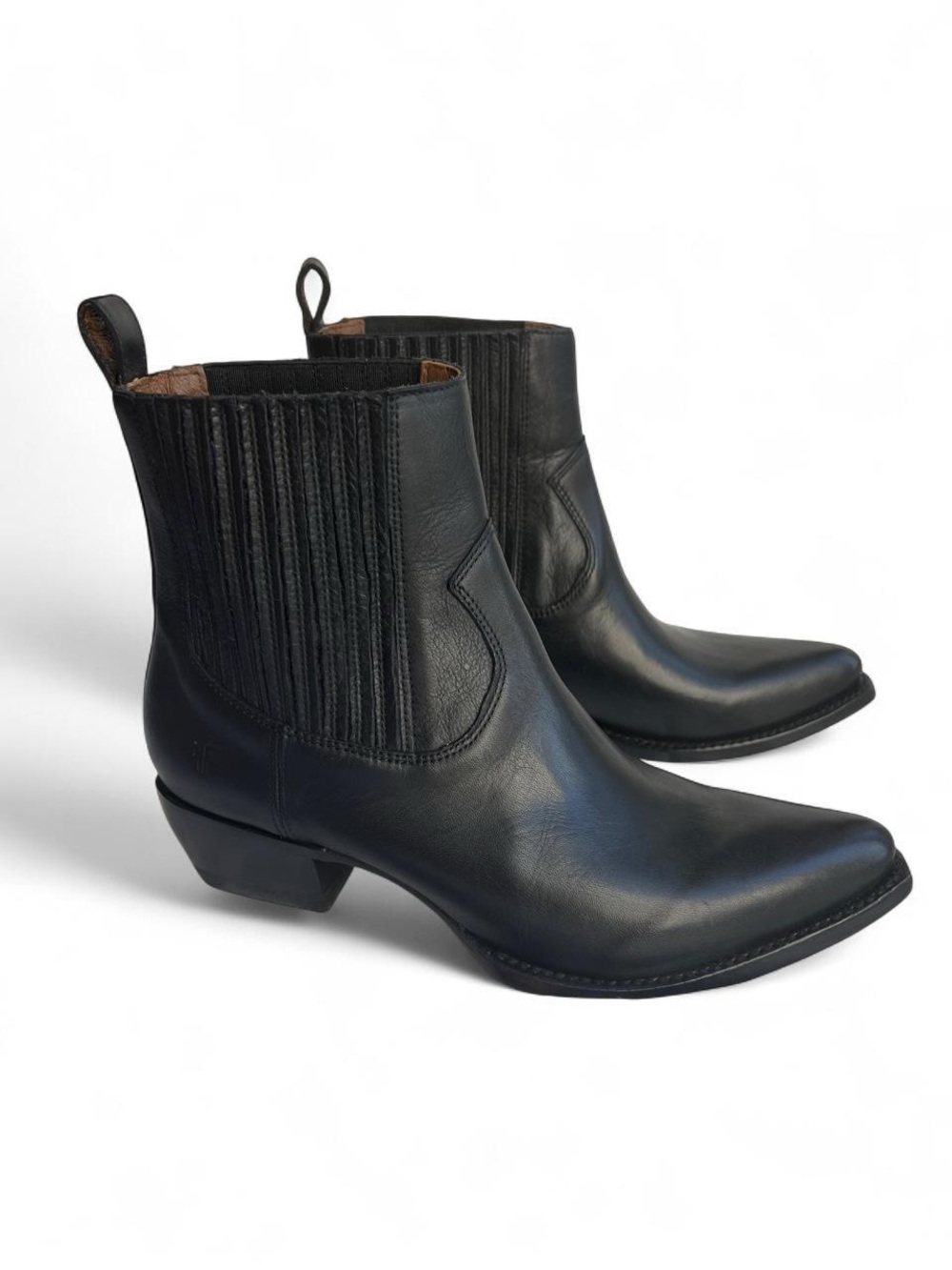 Frye Sacha - Women's Black Leather Western-Inspired Ankle Booties